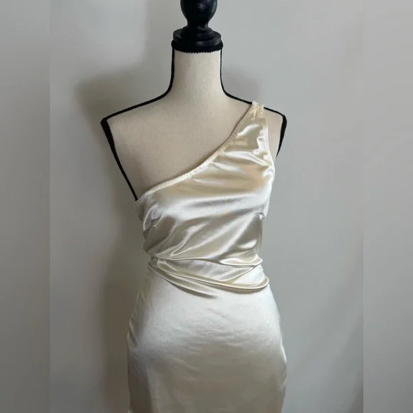 Meshki Women’s Sz Small White Asymmetrical One Shoulder Mini Dress - Picture 7 of 9